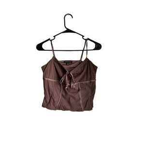 Kendall & Kylie Maroon Corset Small Coquette Velvet Spaghetti Strap Cropped